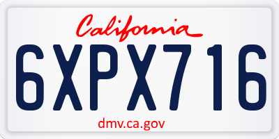 CA license plate 6XPX716
