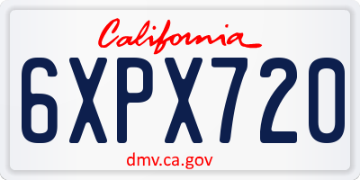 CA license plate 6XPX720