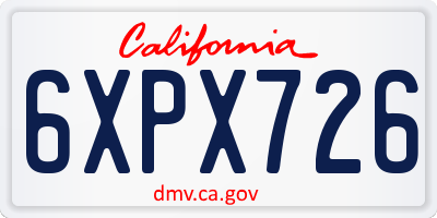 CA license plate 6XPX726