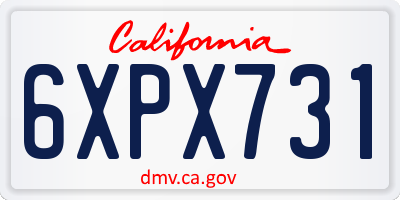 CA license plate 6XPX731