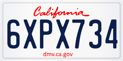 CA license plate 6XPX734