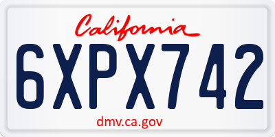 CA license plate 6XPX742