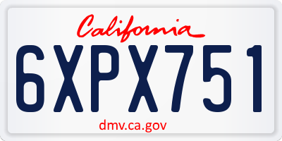 CA license plate 6XPX751