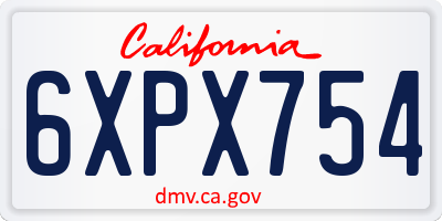 CA license plate 6XPX754
