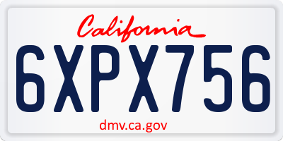 CA license plate 6XPX756
