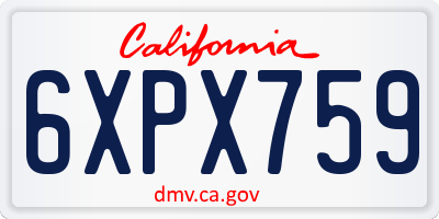 CA license plate 6XPX759