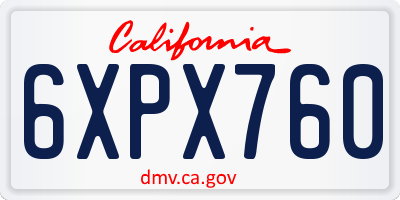 CA license plate 6XPX760