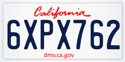 CA license plate 6XPX762