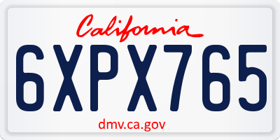 CA license plate 6XPX765