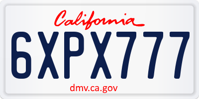 CA license plate 6XPX777