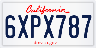 CA license plate 6XPX787