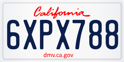 CA license plate 6XPX788