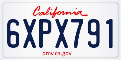 CA license plate 6XPX791