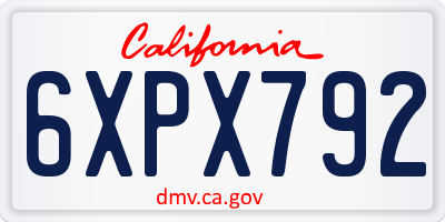 CA license plate 6XPX792