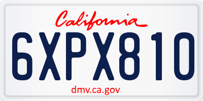 CA license plate 6XPX810