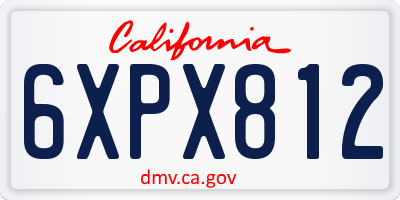 CA license plate 6XPX812