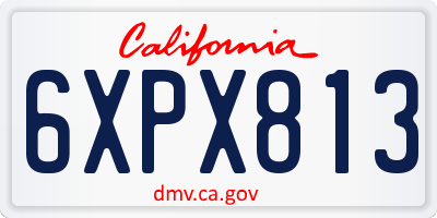 CA license plate 6XPX813
