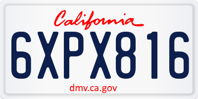 CA license plate 6XPX816