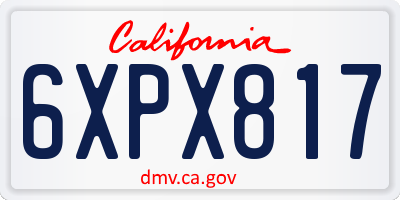 CA license plate 6XPX817