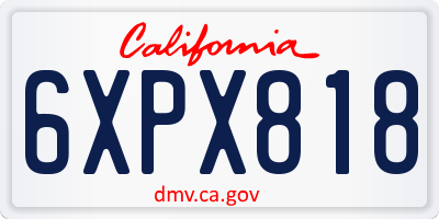 CA license plate 6XPX818