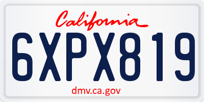 CA license plate 6XPX819