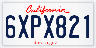 CA license plate 6XPX821