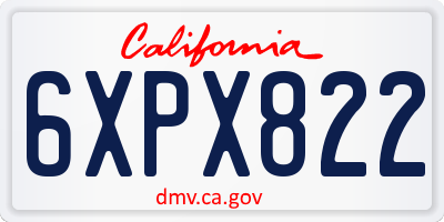 CA license plate 6XPX822