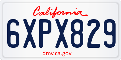 CA license plate 6XPX829