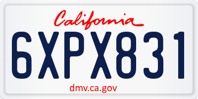 CA license plate 6XPX831