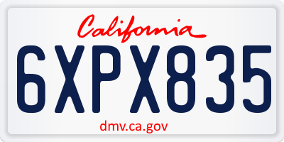 CA license plate 6XPX835