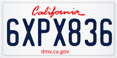 CA license plate 6XPX836