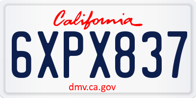 CA license plate 6XPX837