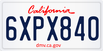CA license plate 6XPX840