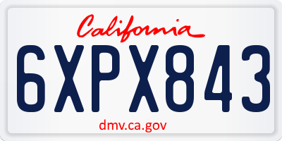 CA license plate 6XPX843