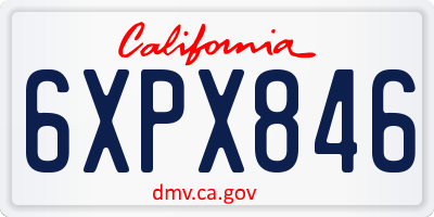 CA license plate 6XPX846