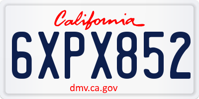 CA license plate 6XPX852