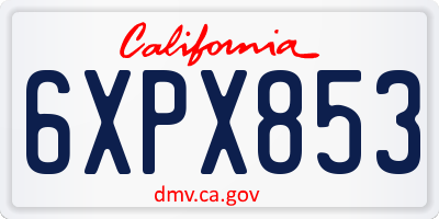 CA license plate 6XPX853