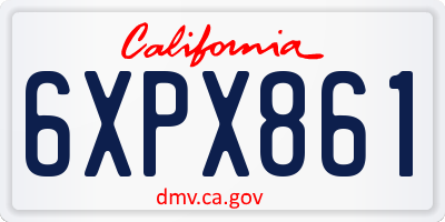 CA license plate 6XPX861