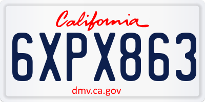 CA license plate 6XPX863