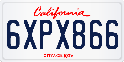 CA license plate 6XPX866