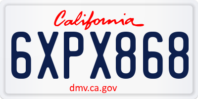 CA license plate 6XPX868