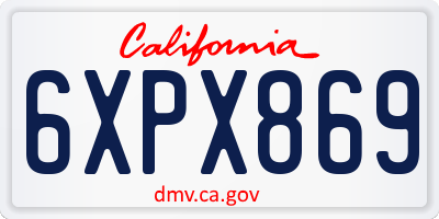 CA license plate 6XPX869