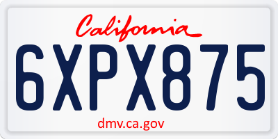 CA license plate 6XPX875