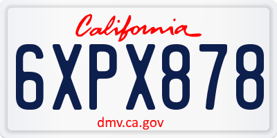 CA license plate 6XPX878