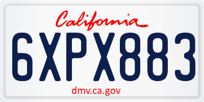 CA license plate 6XPX883
