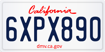 CA license plate 6XPX890