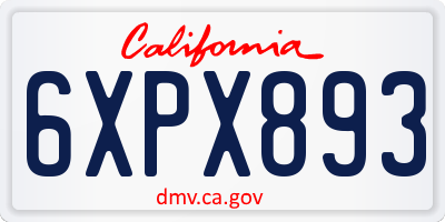CA license plate 6XPX893