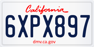 CA license plate 6XPX897