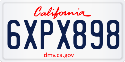 CA license plate 6XPX898
