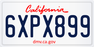 CA license plate 6XPX899